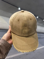Distressed Solid Color Baseball Cap Mustard One Size