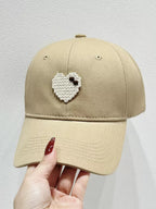 Heart Adjustable Baseball Cap Khaki One Size
