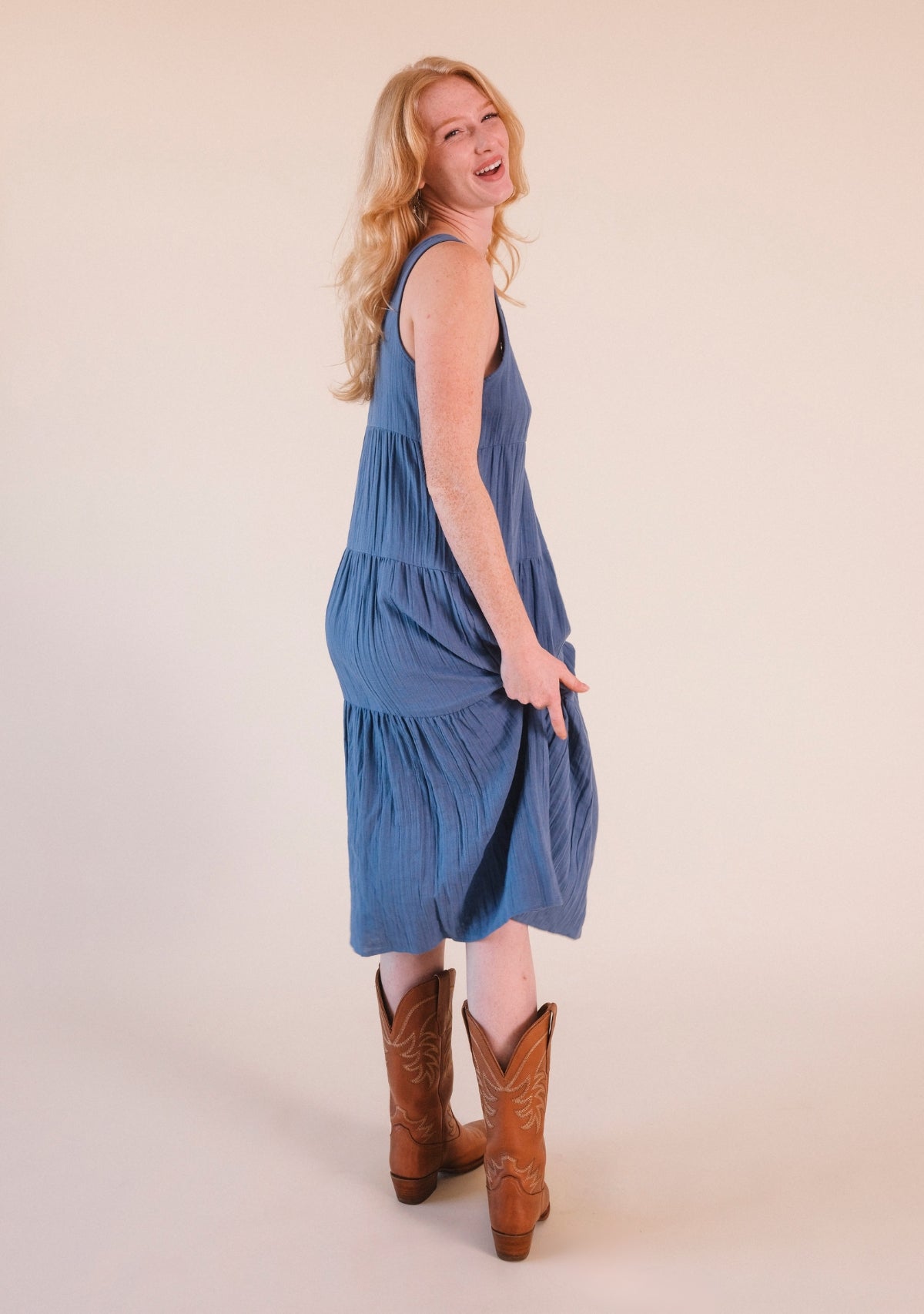 Teresa Tiered Tank Dress - Ocean