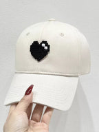 Heart Adjustable Baseball Cap Off-white One Size