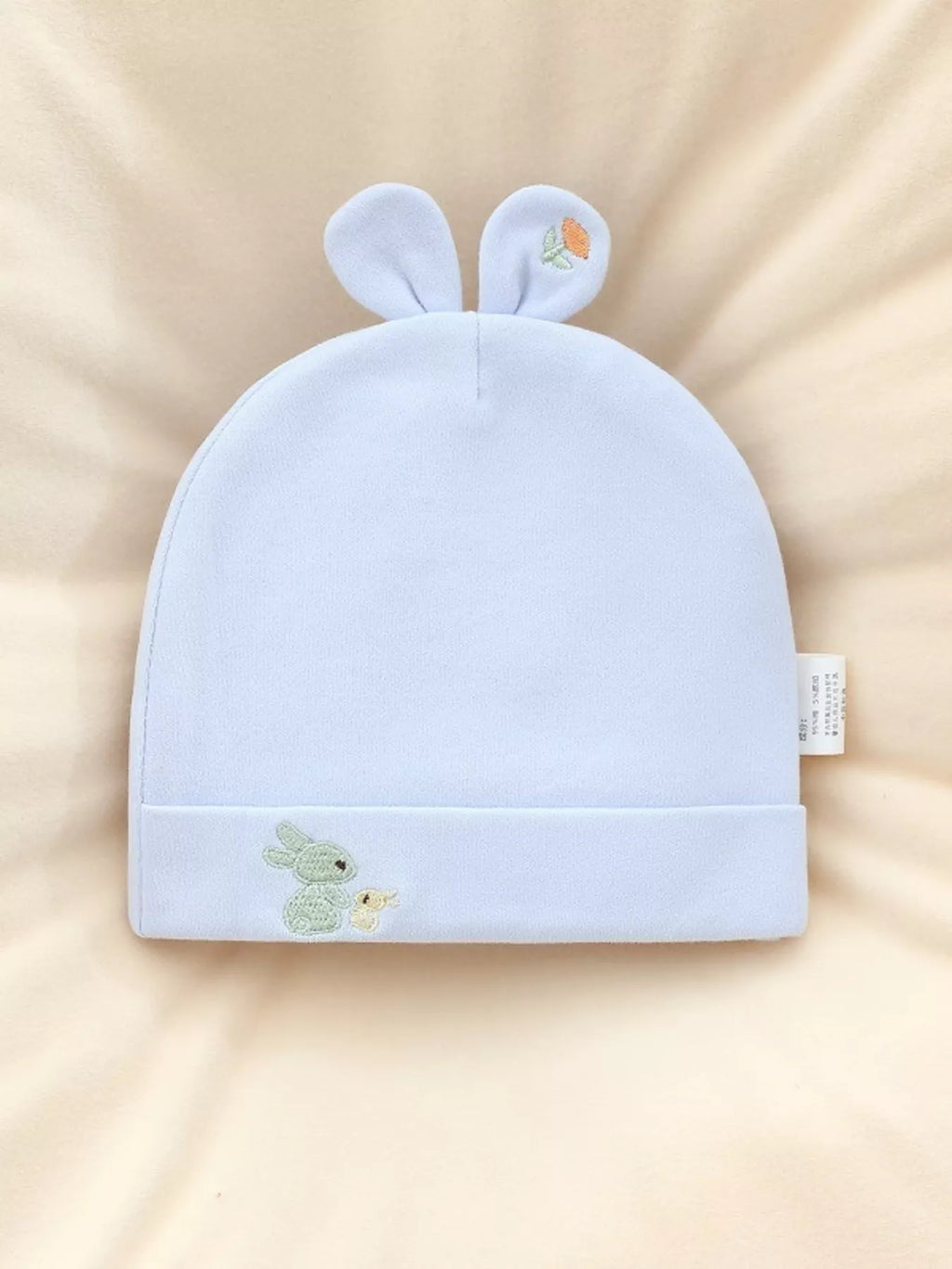 Children's Bunny Ears Embroidered Hat Light Blue One Size