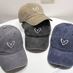 Washed Heart Embroidered Baseball Cap