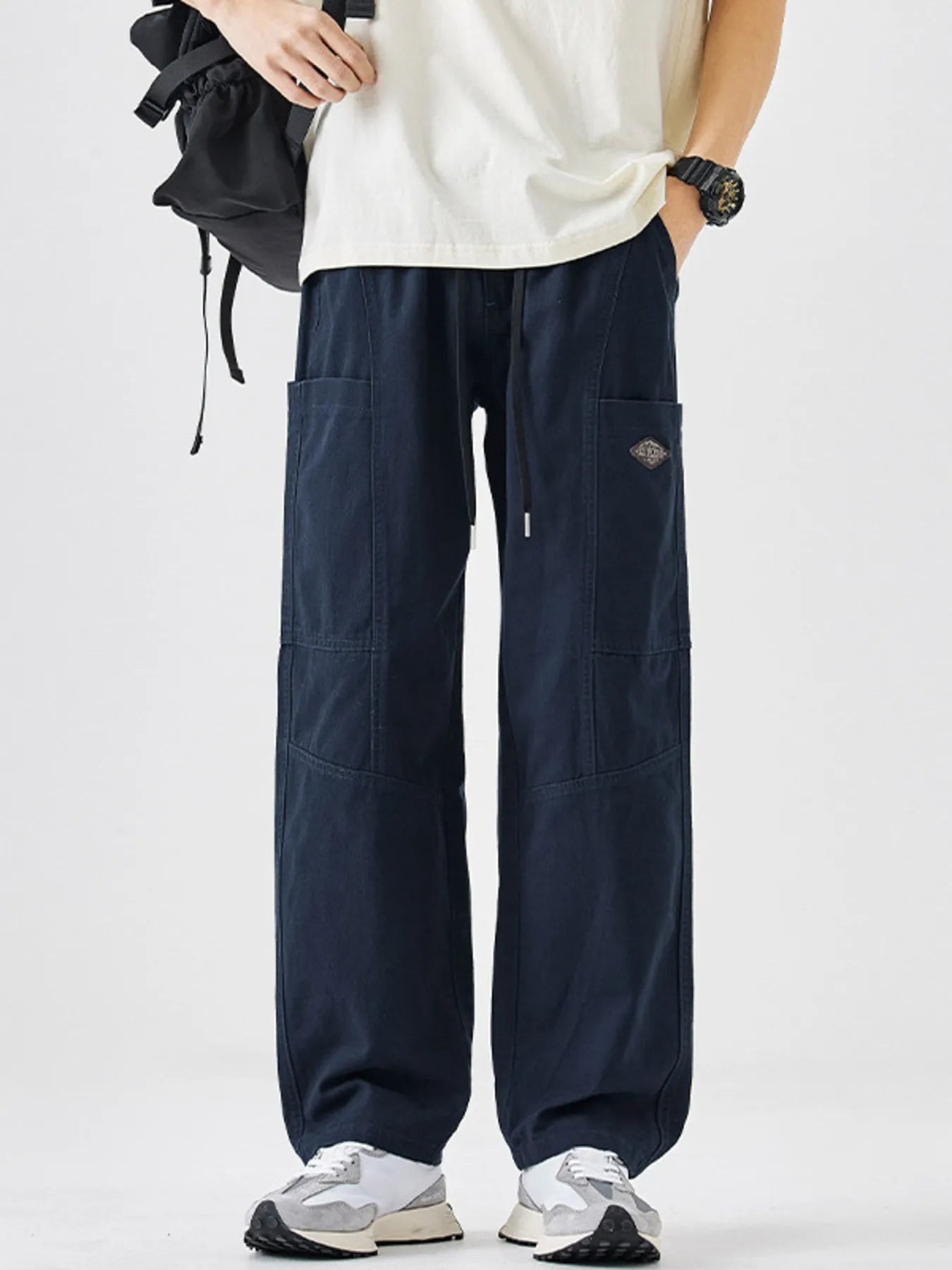 Men's Plus Size Casual Wide-Leg Drawstring Pants