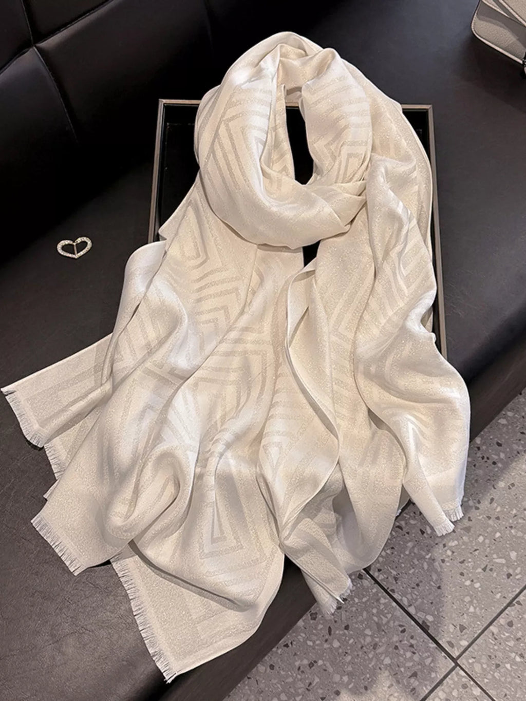 Raw Hem Lightweight Scarf White One Size