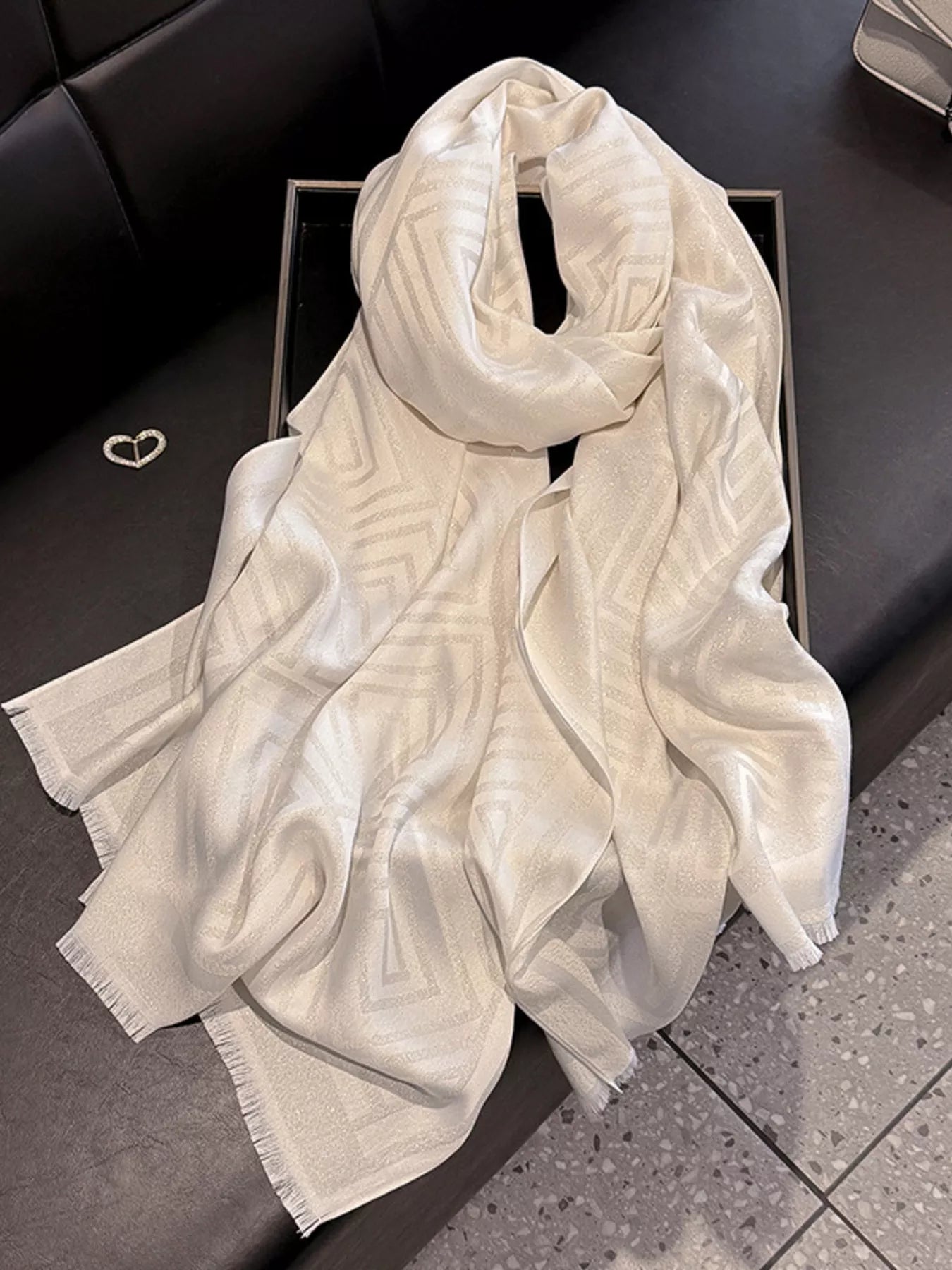 Raw Hem Lightweight Scarf White One Size