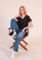Louise Organic Cotton + Tencel ™ V-neck Tee - Black