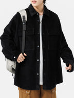 Men's Plus Size Oversized Button Up Corduroy Shirt