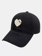 Heart Adjustable Baseball Cap Black One Size