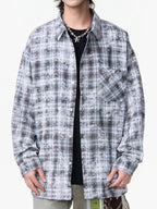 Men's Plus Size Plaid Button Up Long Sleeve Shirt Black