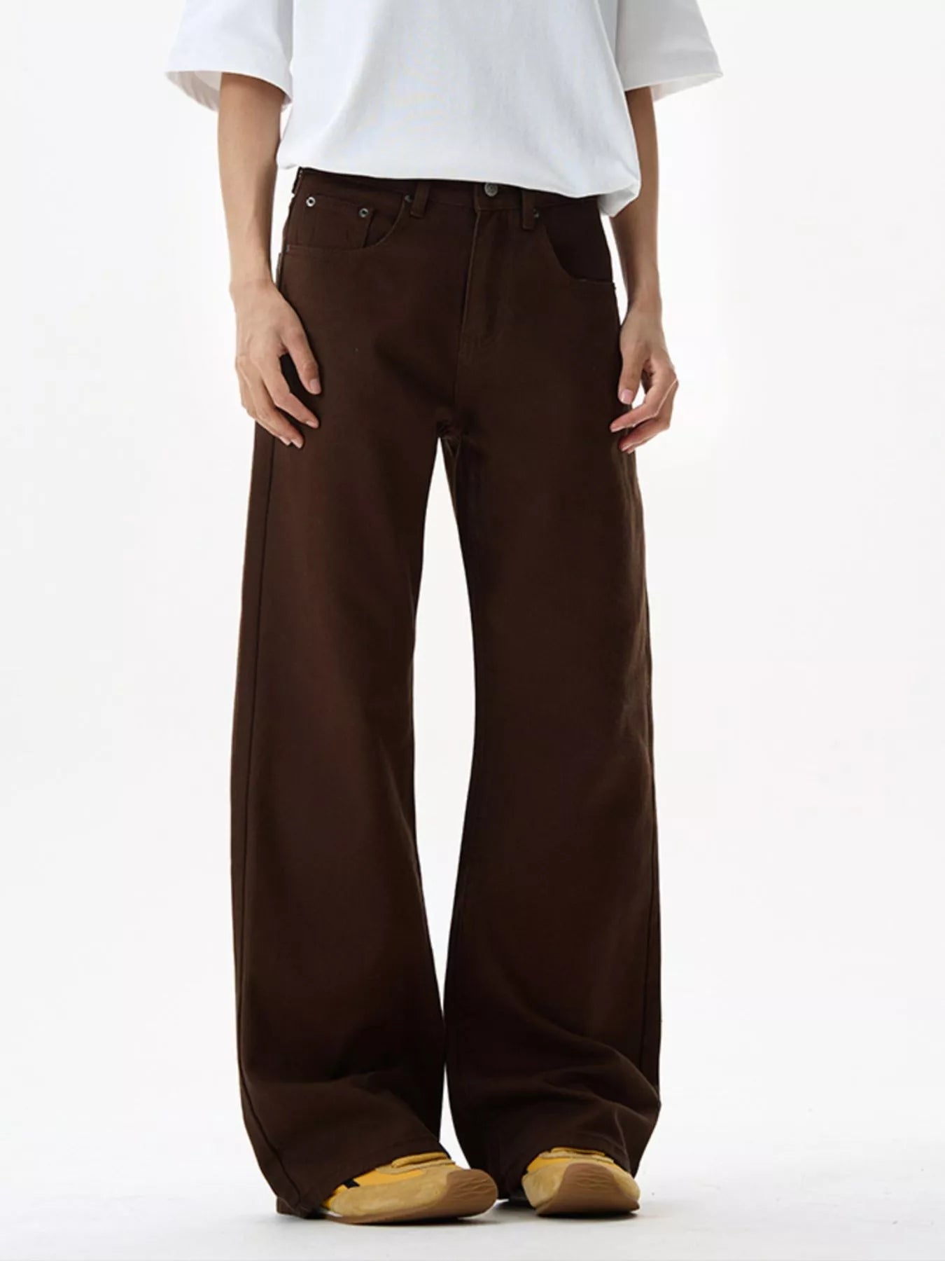 Men's Wide-Leg Pants Coffee Brown