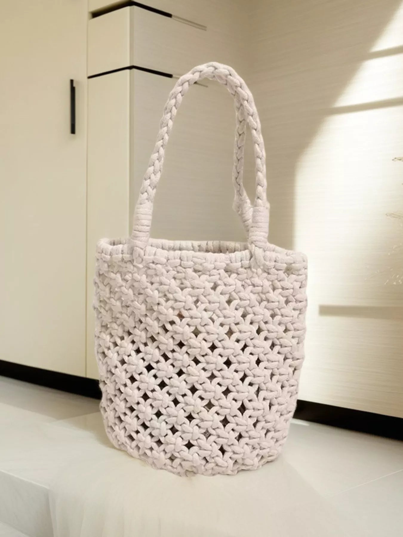 Handmade Crochet Handbag Beige onesize