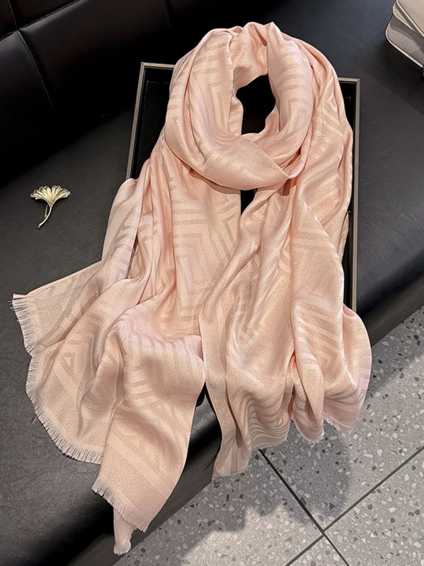 Raw Hem Lightweight Scarf Pink One Size