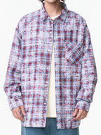 Men's Plus Size Plaid Button Up Long Sleeve Shirt Red