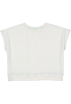 Organic Cotton Terry Bateau Top - Natural with Marine Green Stitching