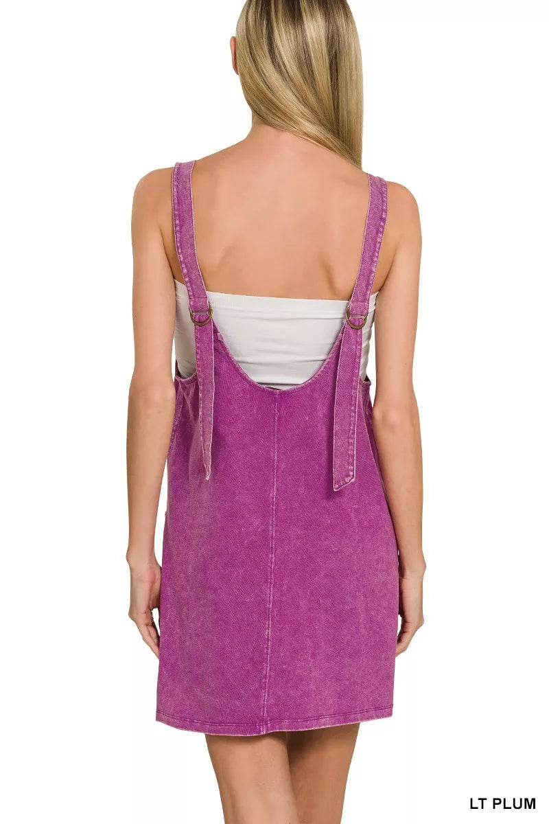Zenana Acid Washed Overall Knit Mini Dress