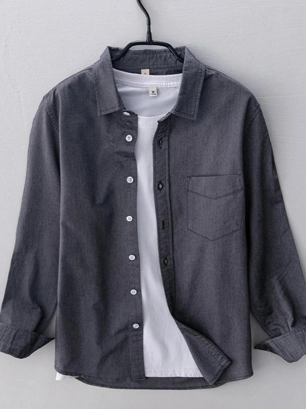 Men's Plus Size Long Sleeve Button Up Shirt Dark Gray