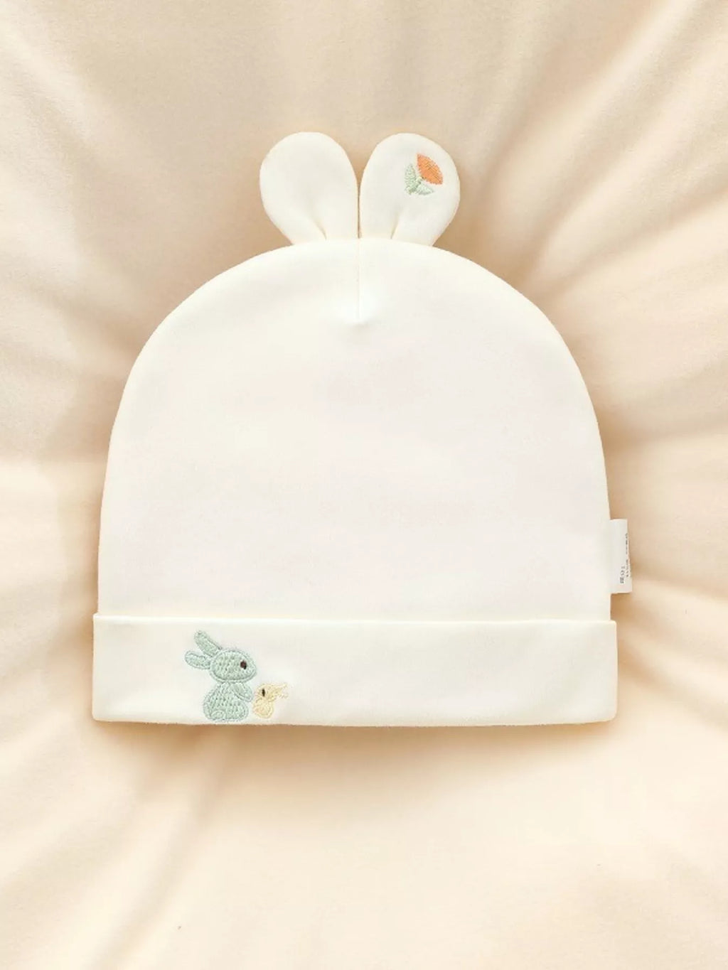 Children's Bunny Ears Embroidered Hat Pastel Yellow One Size