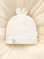 Children's Bunny Ears Embroidered Hat Pastel Yellow One Size