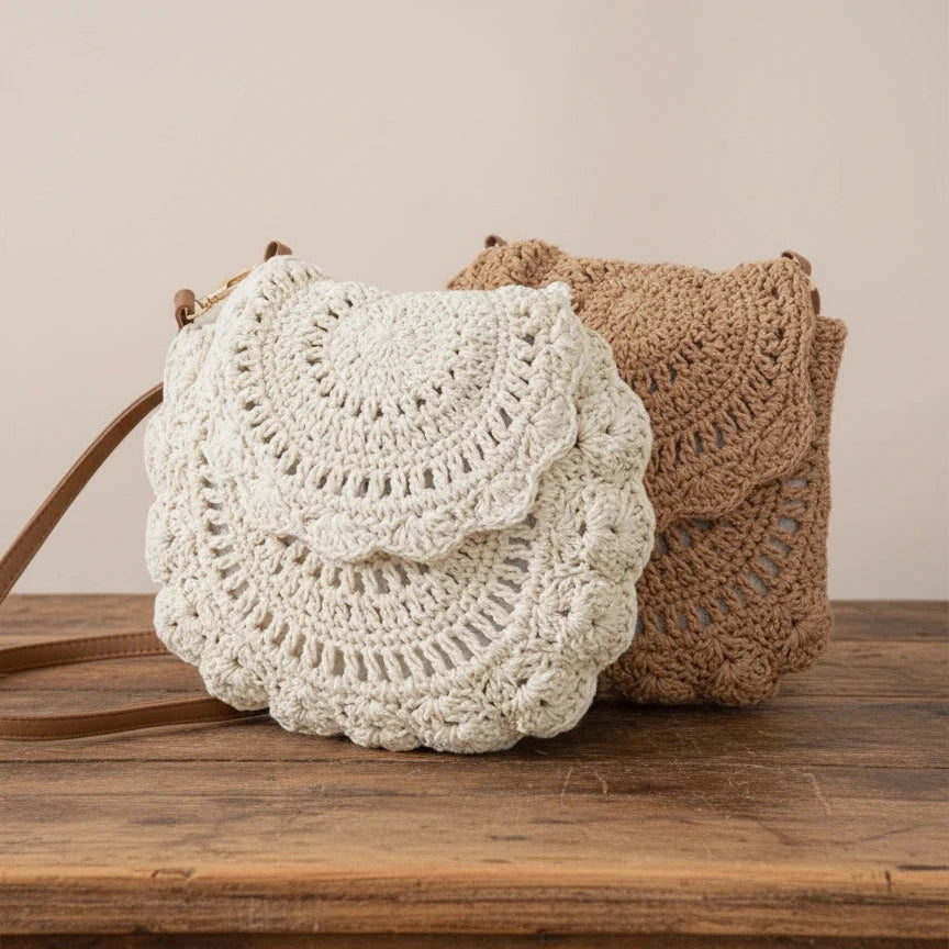 Boho Crochet Crossbody Bag Off-white onesize