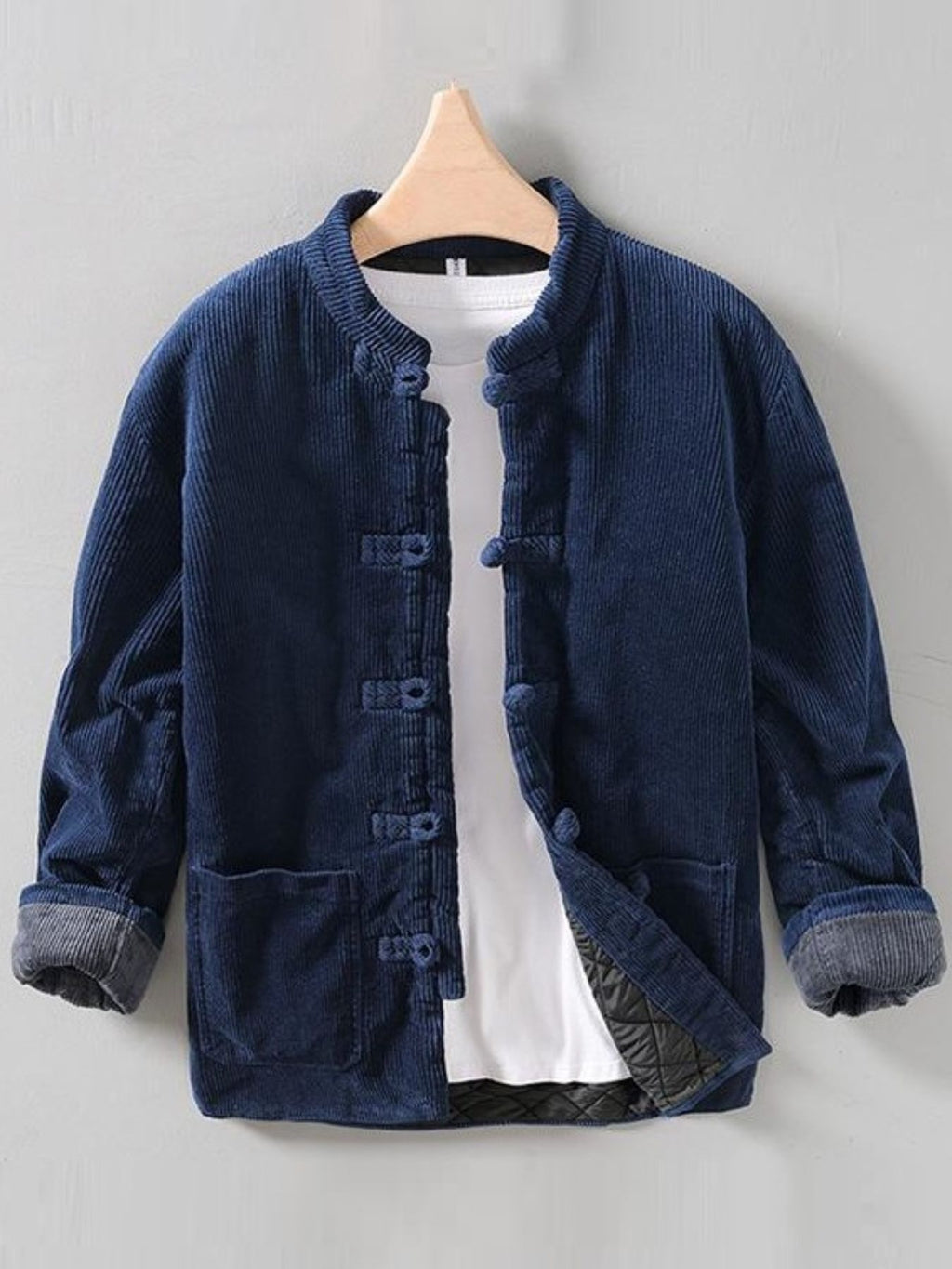 Men's Button Front Long Sleeve Jacket Navy