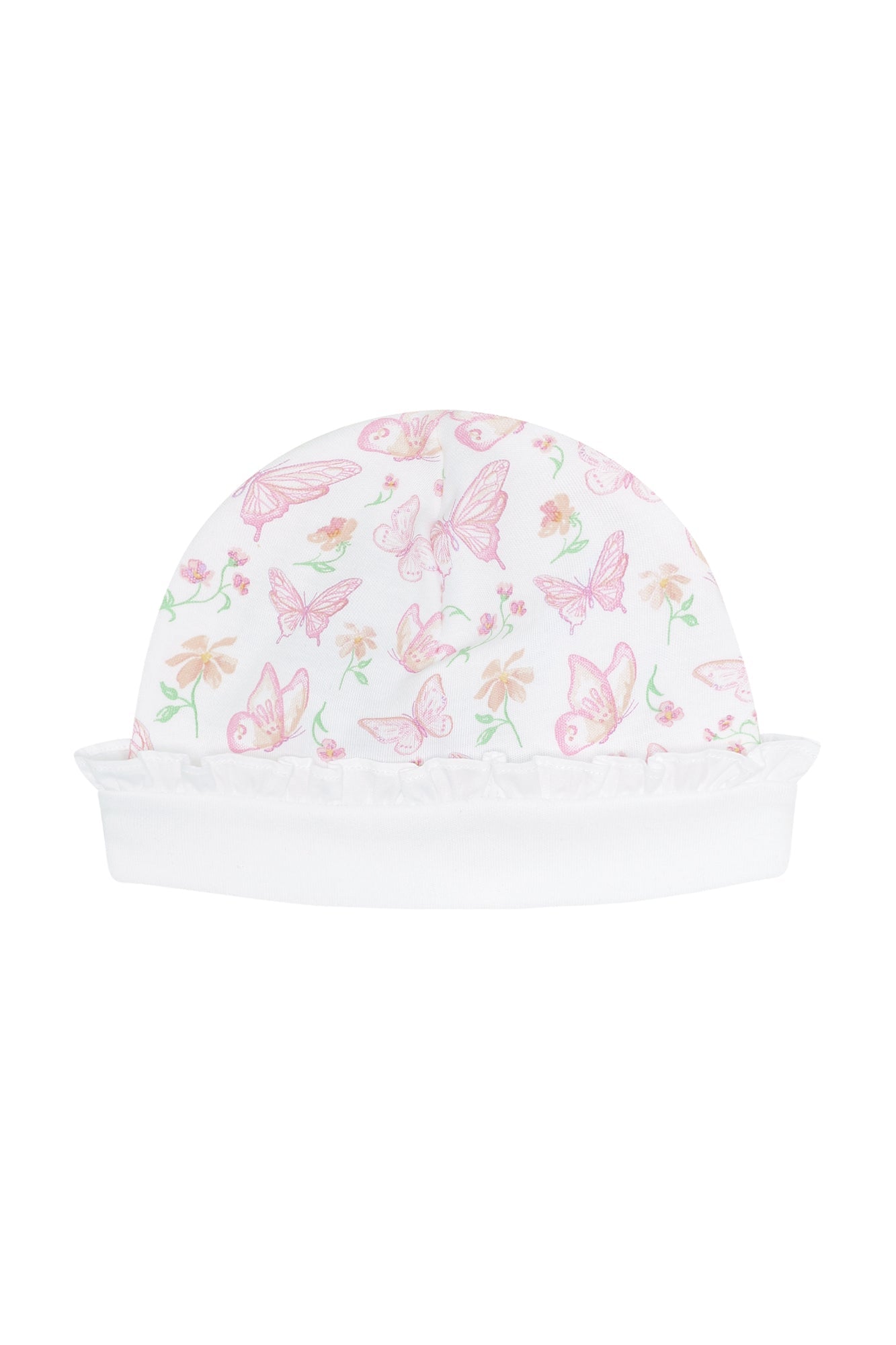 Butterflies Print Hat Pink One Size