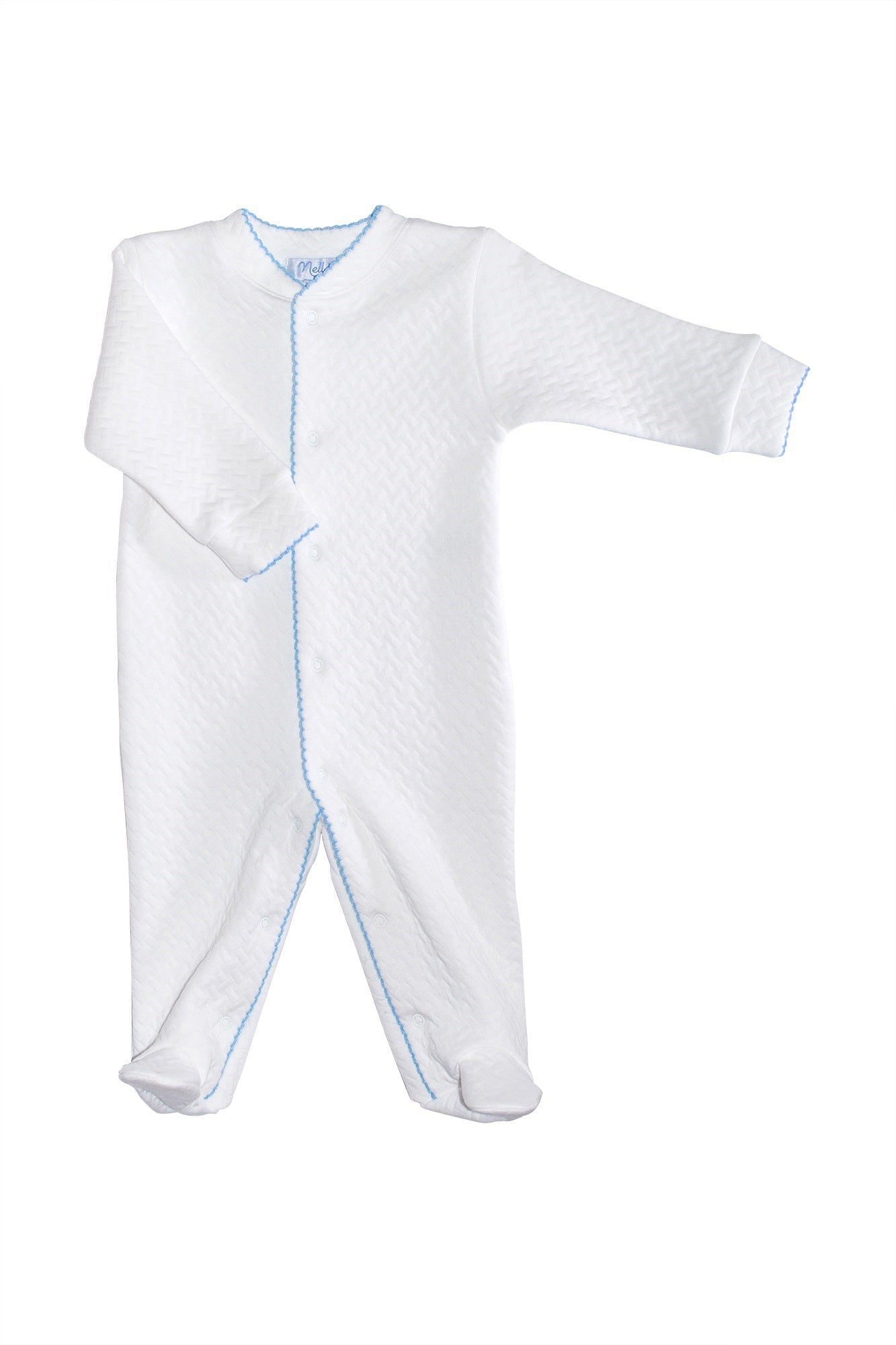 Basket Weave Baby Footie Blue PT