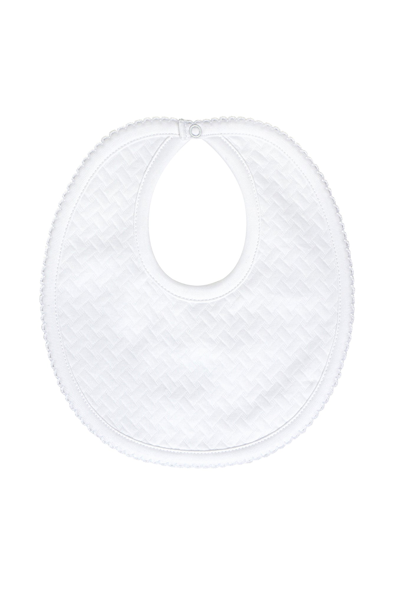 Basket Weave Baby Bib White PT One Size
