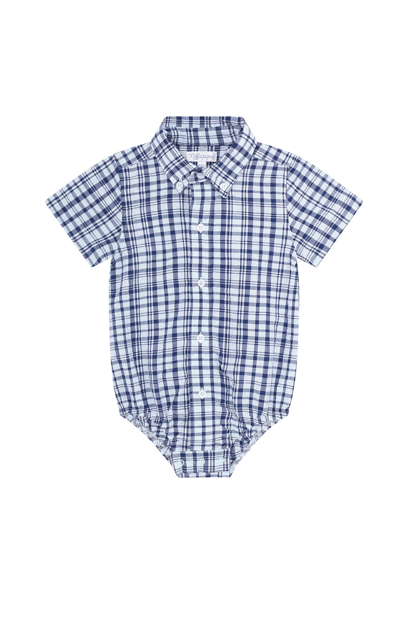 Blue Plaid Pima Cotton Onesie Shirt Blue