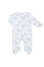 Blue Toile Crossover Footie Blue