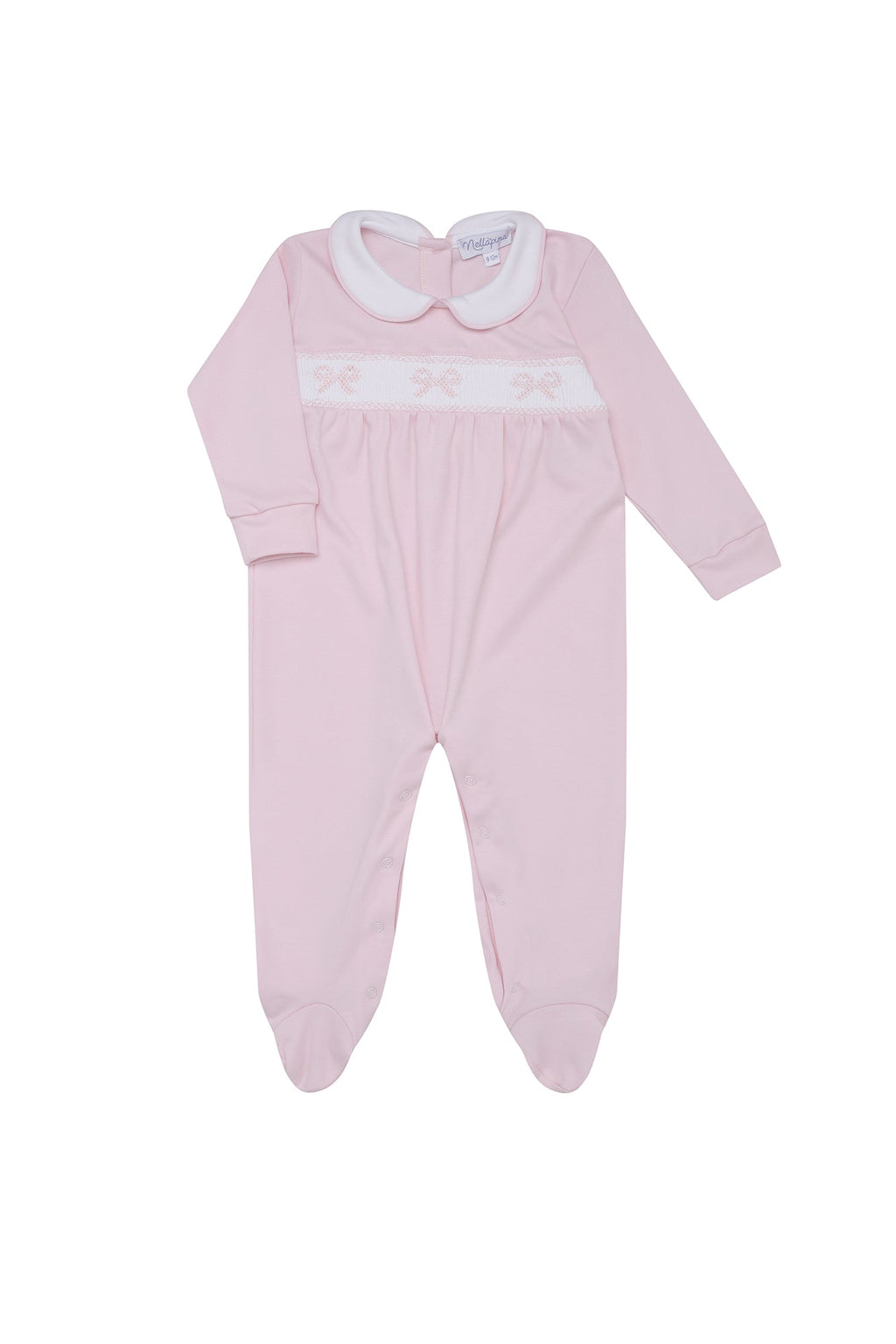 Bow Smocked Footie Pink