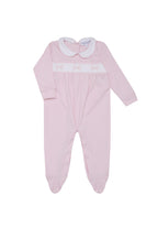Bow Smocked Footie Pink