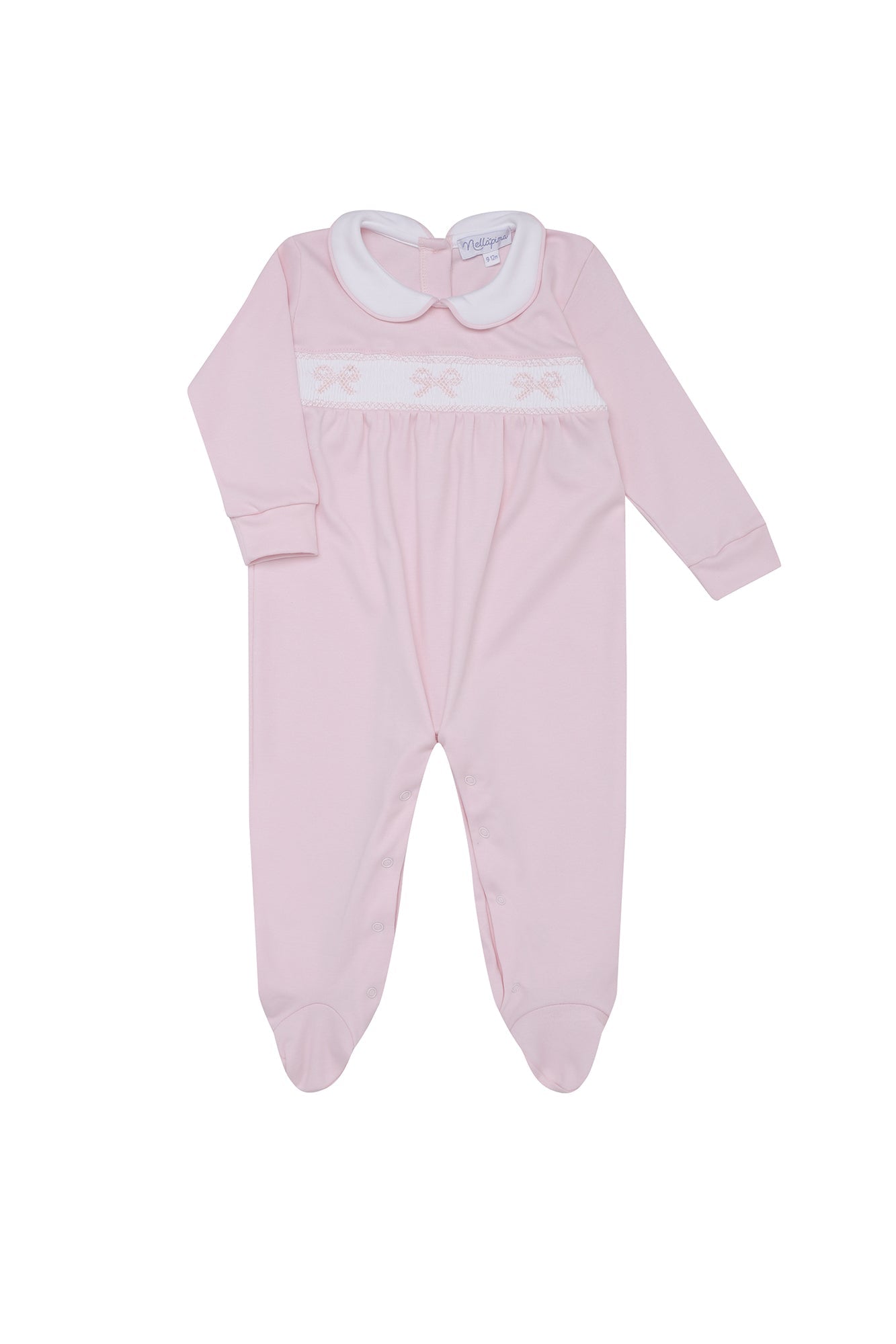 Bow Smocked Footie Pink
