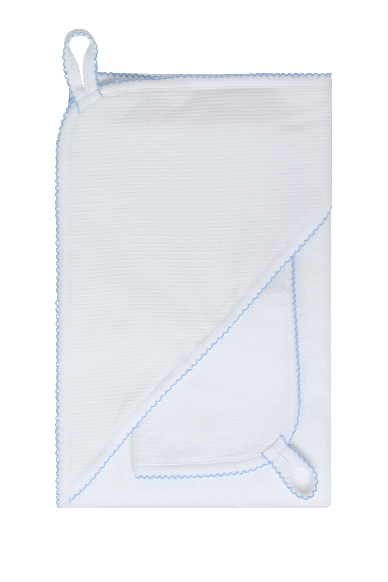 White Bubble Hooded Baby Towel Blue PT One Size