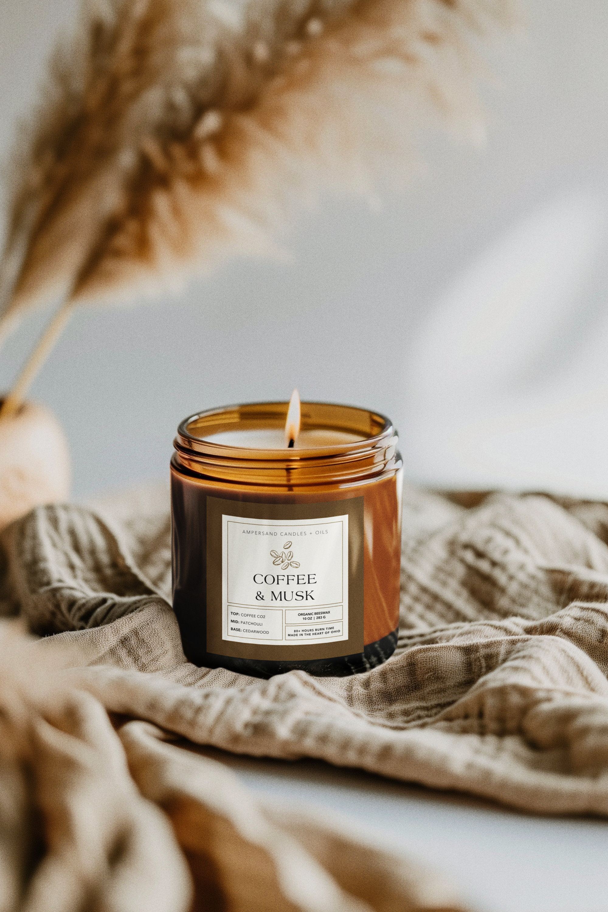 Coffee & Musk Beeswax Candle (10oz)