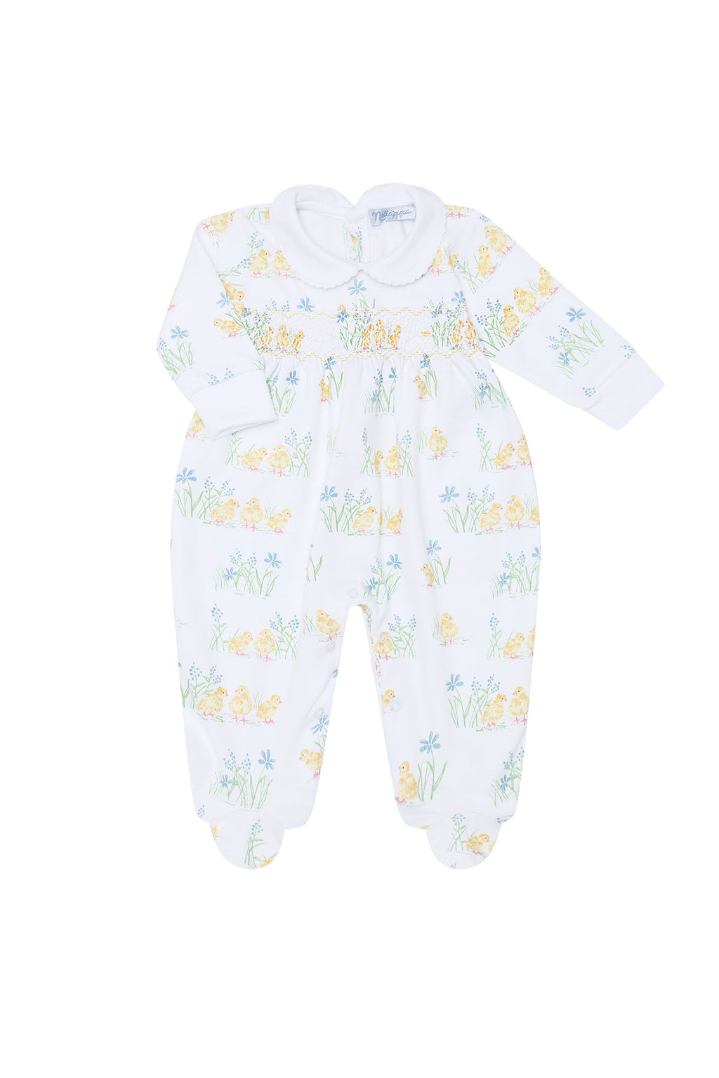 Chicks Print Smocked Footie Multicolor