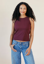 Charlie Ribbed Organic Cotton Tank - Port