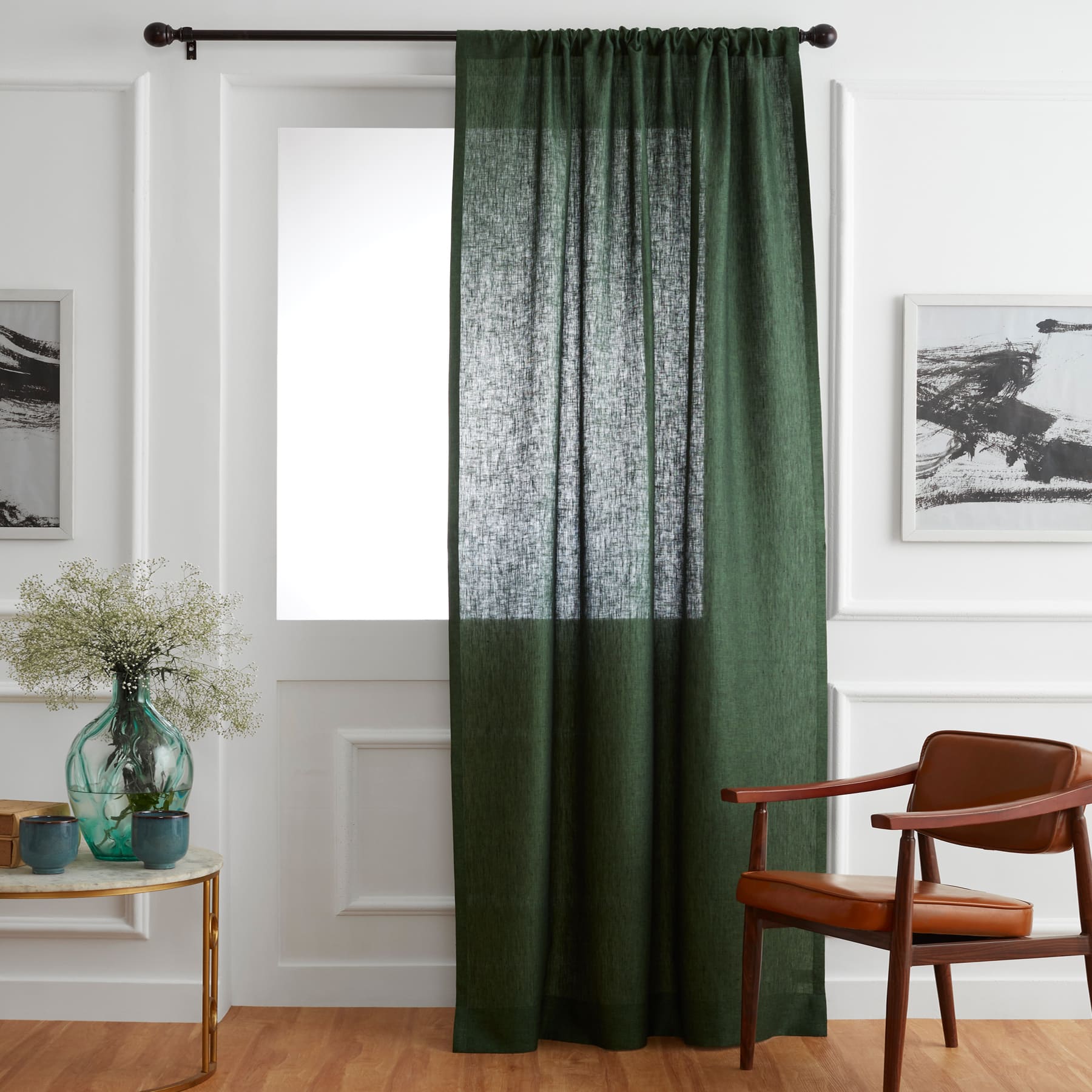 Linen Curtains Forest Green