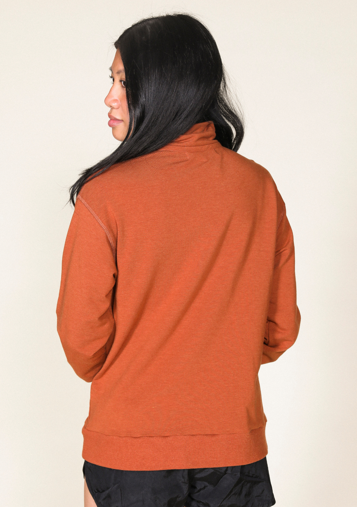 Frances Zip Collar Sweatshirt - Rust