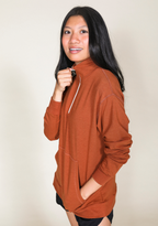 Frances Zip Collar Sweatshirt - Rust