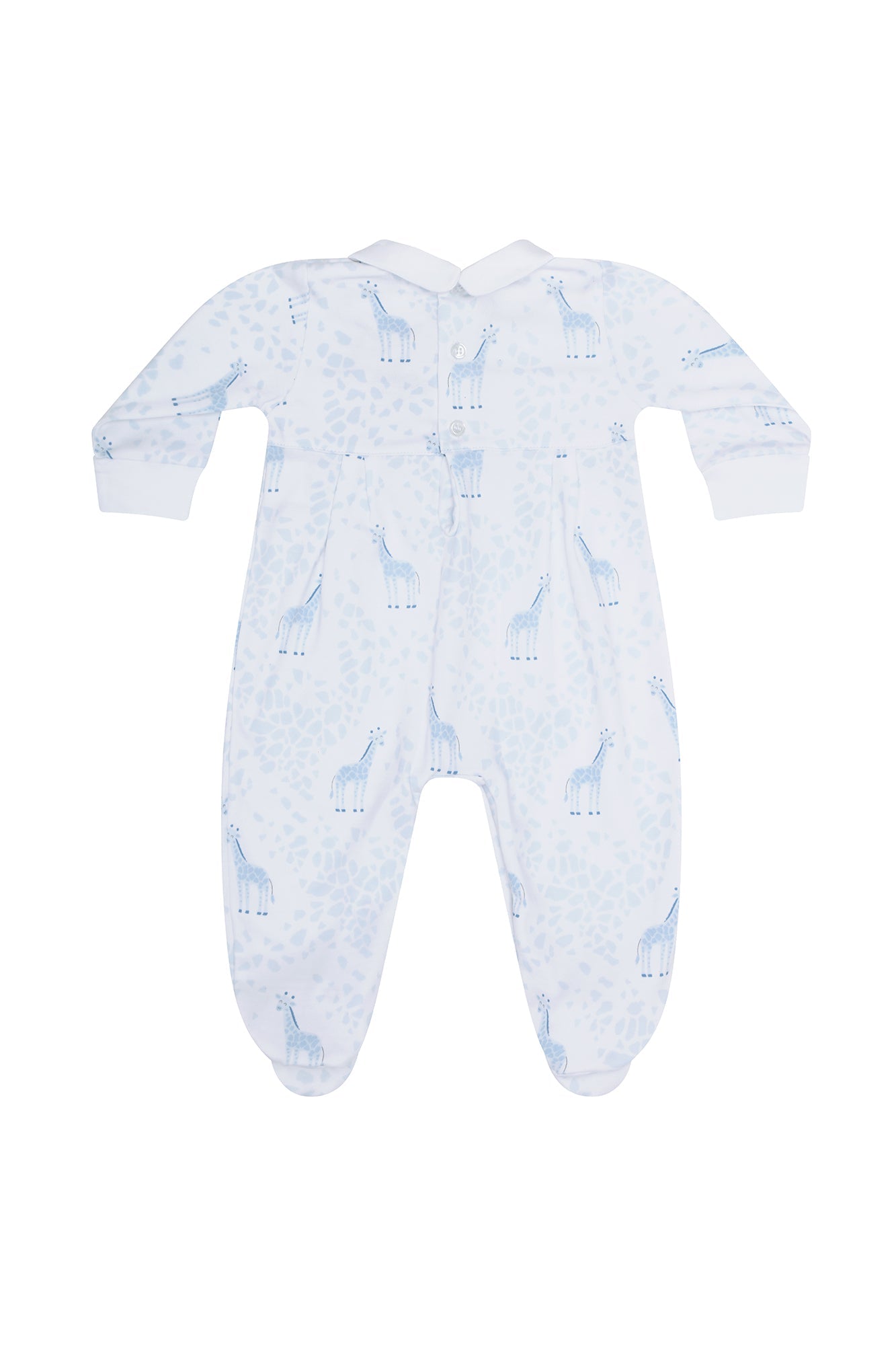 Blue Giraffe Print Smocked Footie