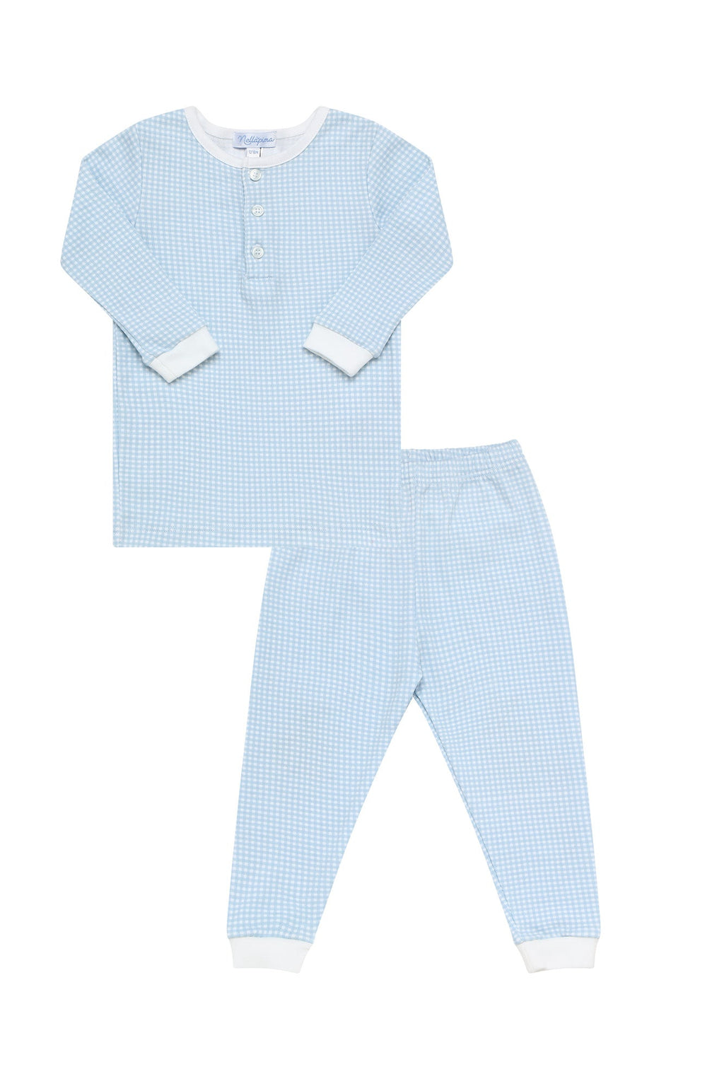 Blue Gingham Baby Pajamas Blue