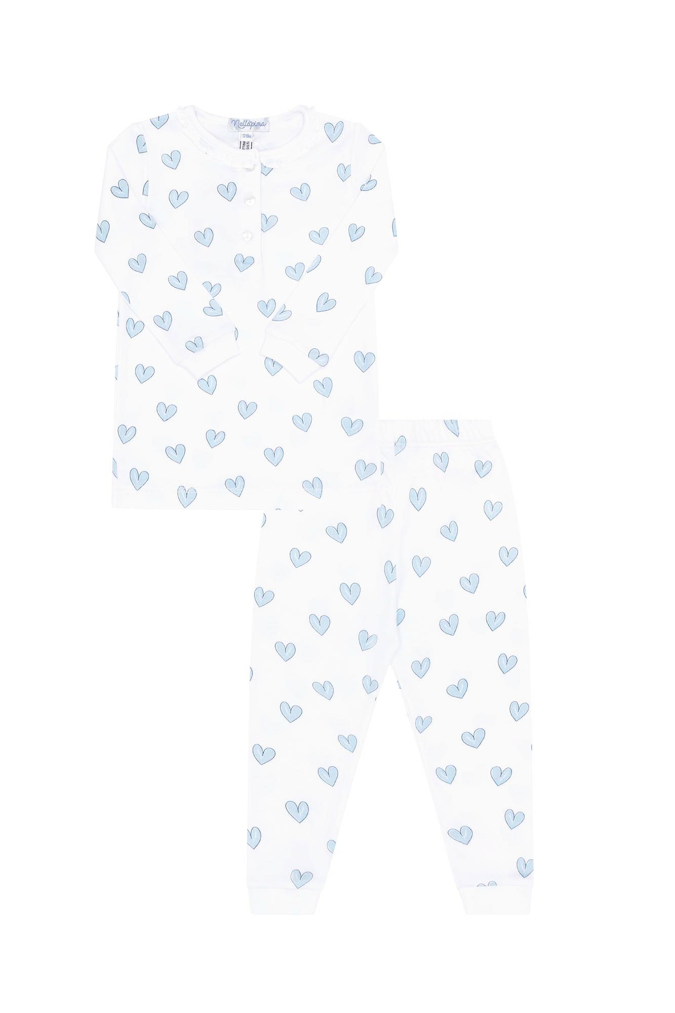 Blue Heart Print Pajama Blue