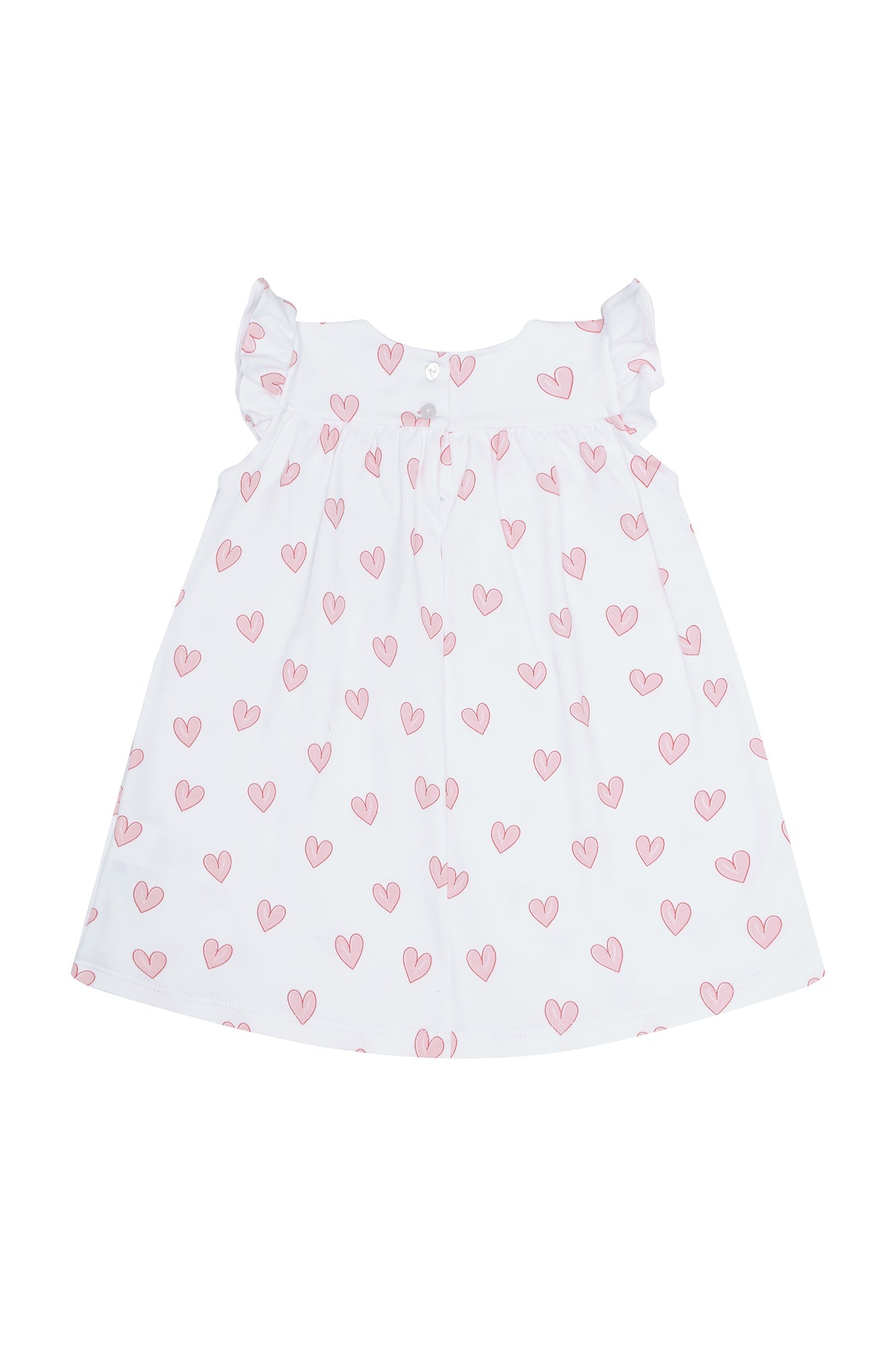 Pink Heart Print Scoop Neck Dress