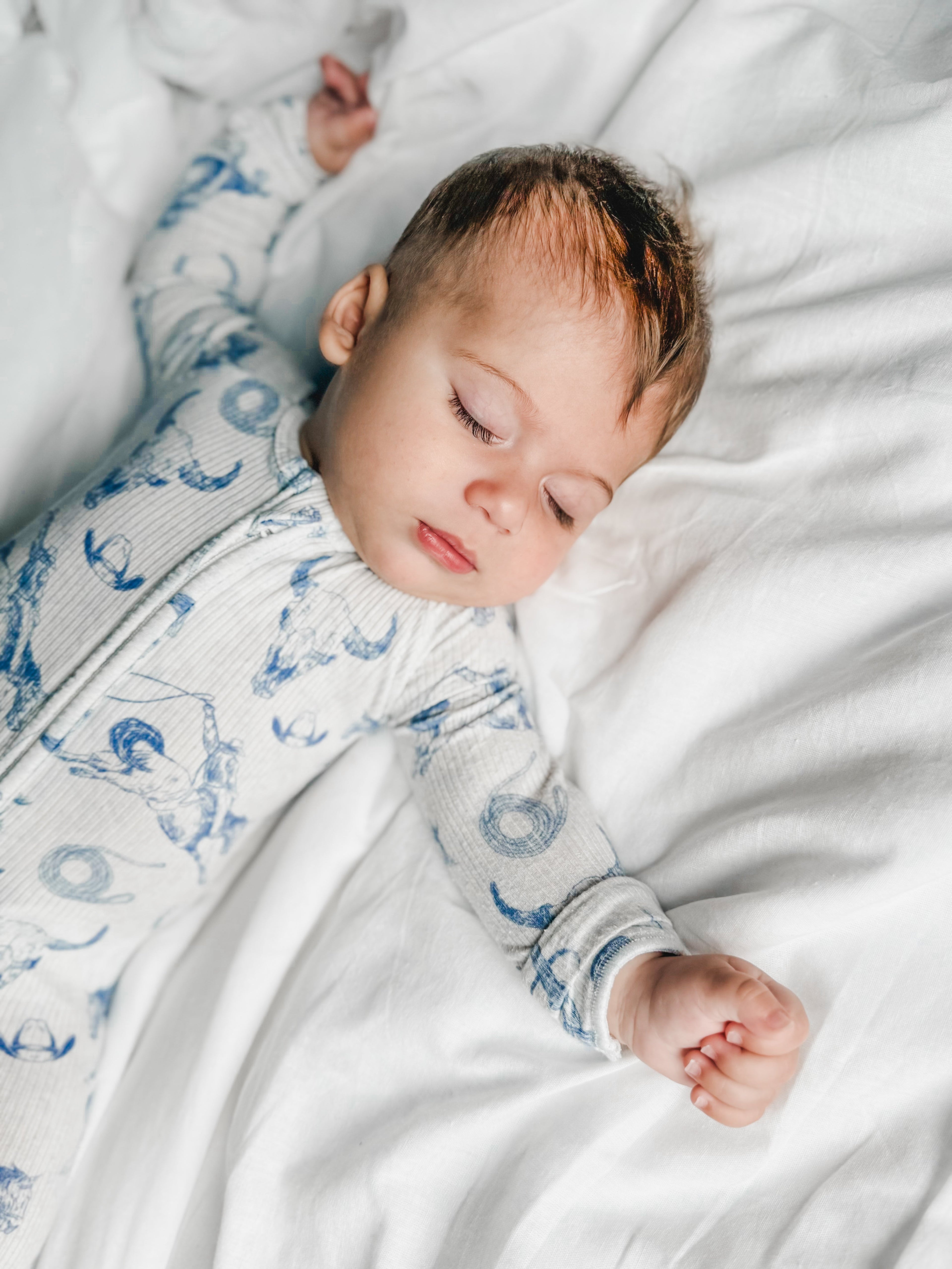 Cowboy Blues Ribbed Bamboo Zippy Pajamas