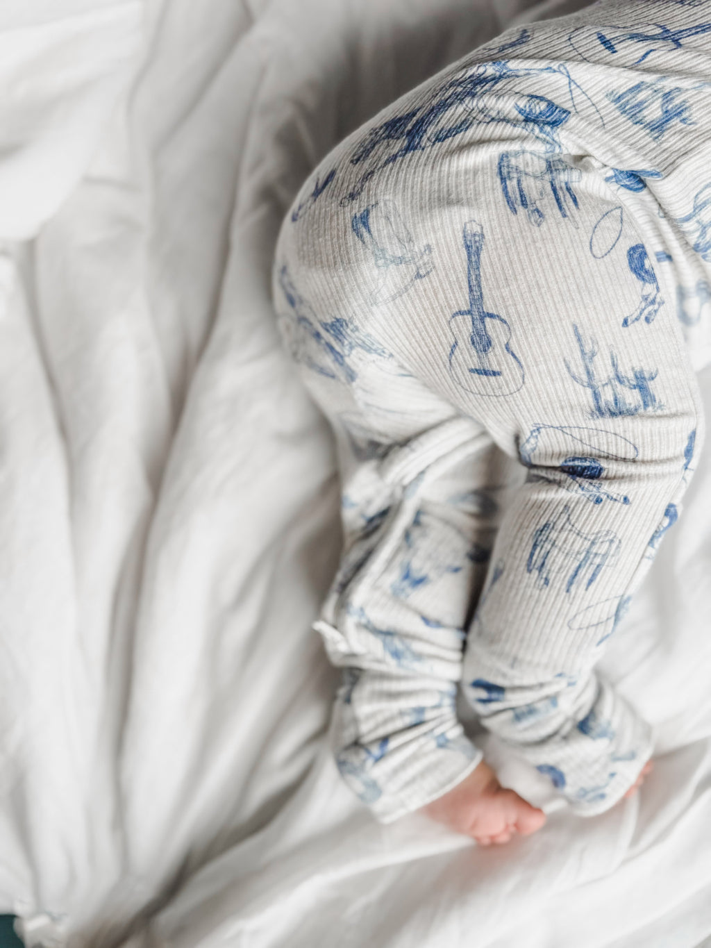Cowboy Blues Ribbed Bamboo Zippy Pajamas