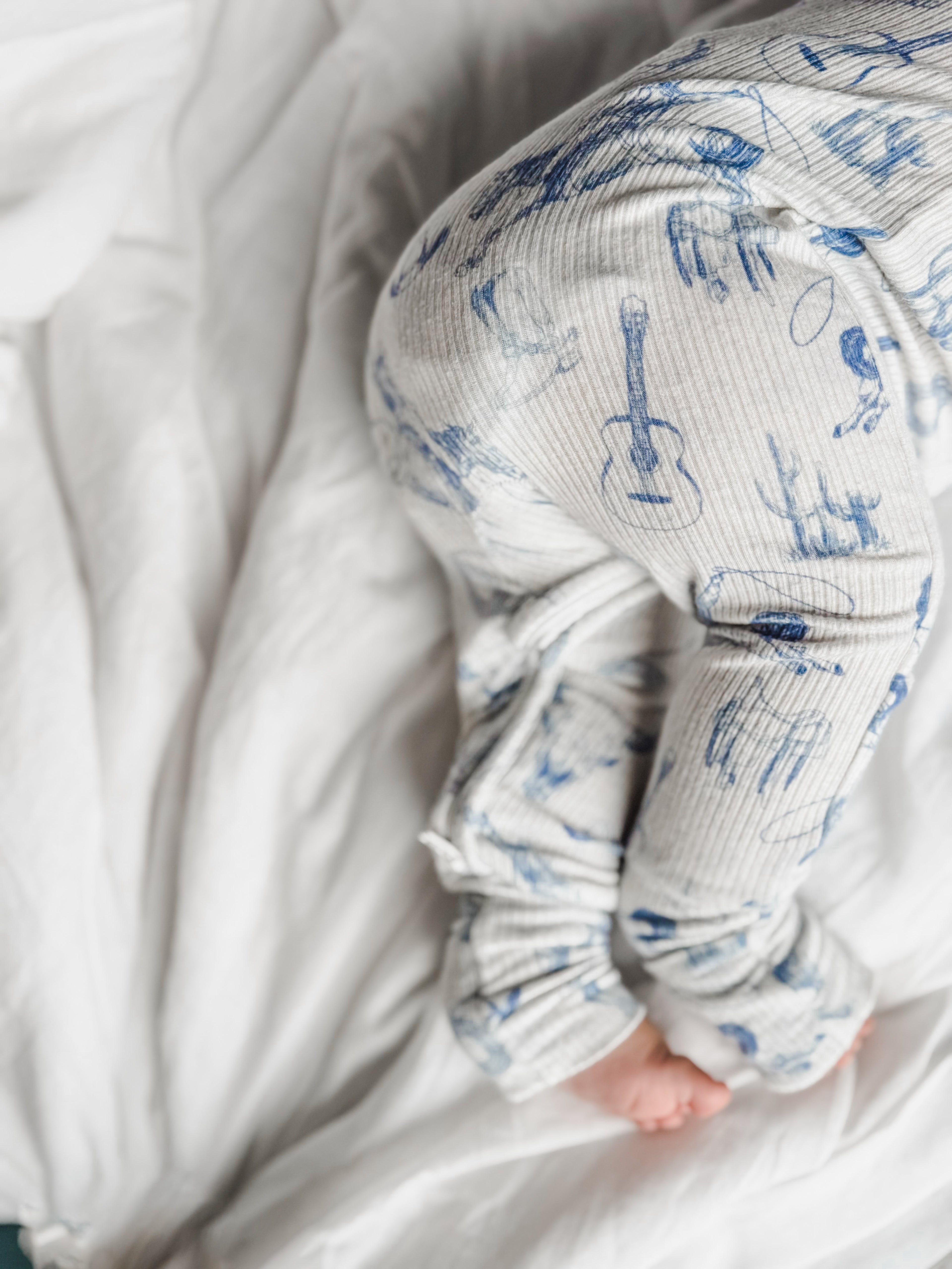 Cowboy Blues Ribbed Bamboo Zippy Pajamas