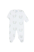 Blue Lamb Print Zipper Footie Blue
