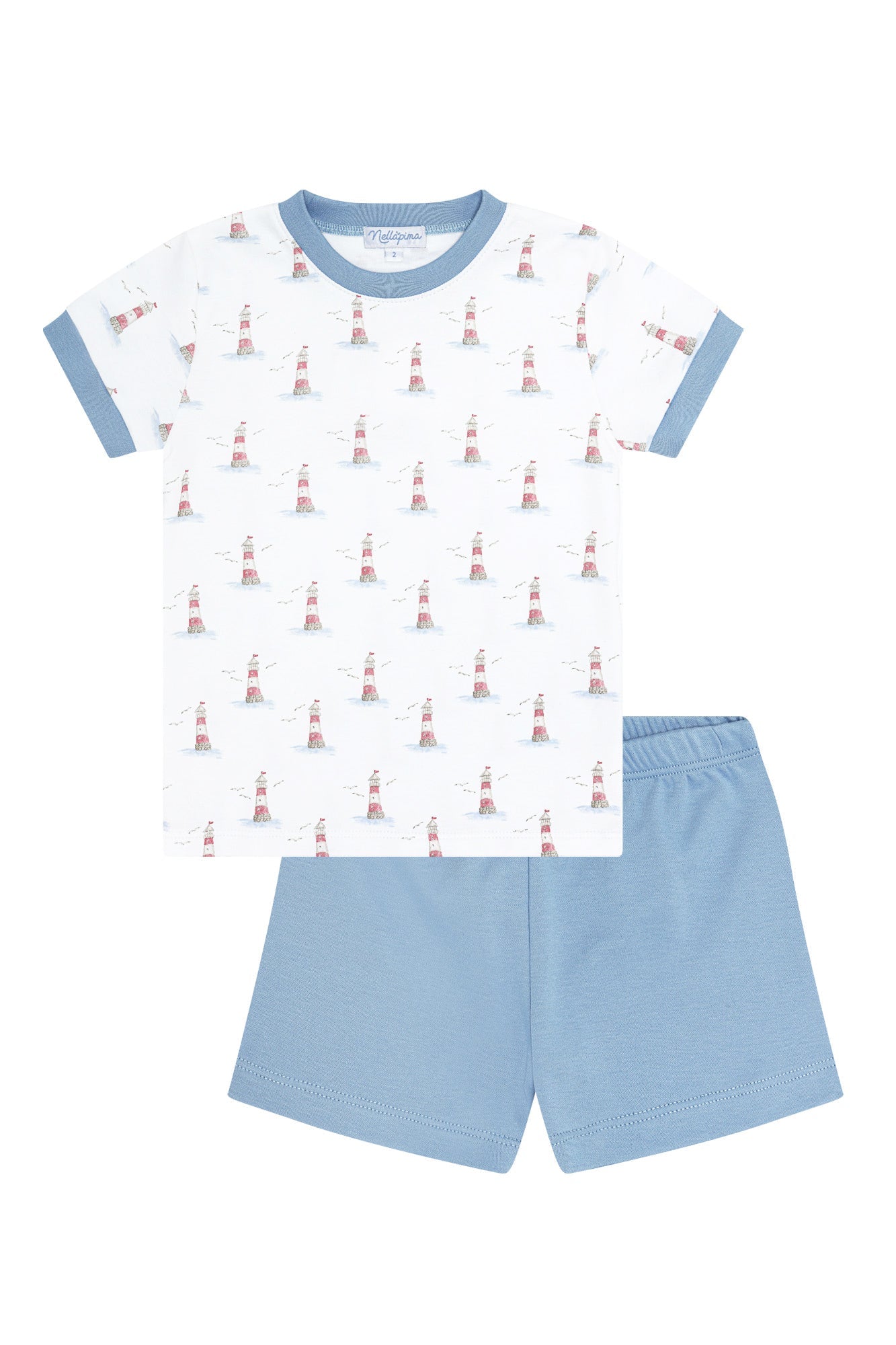 Lighthouse Print Boy Short Set Red