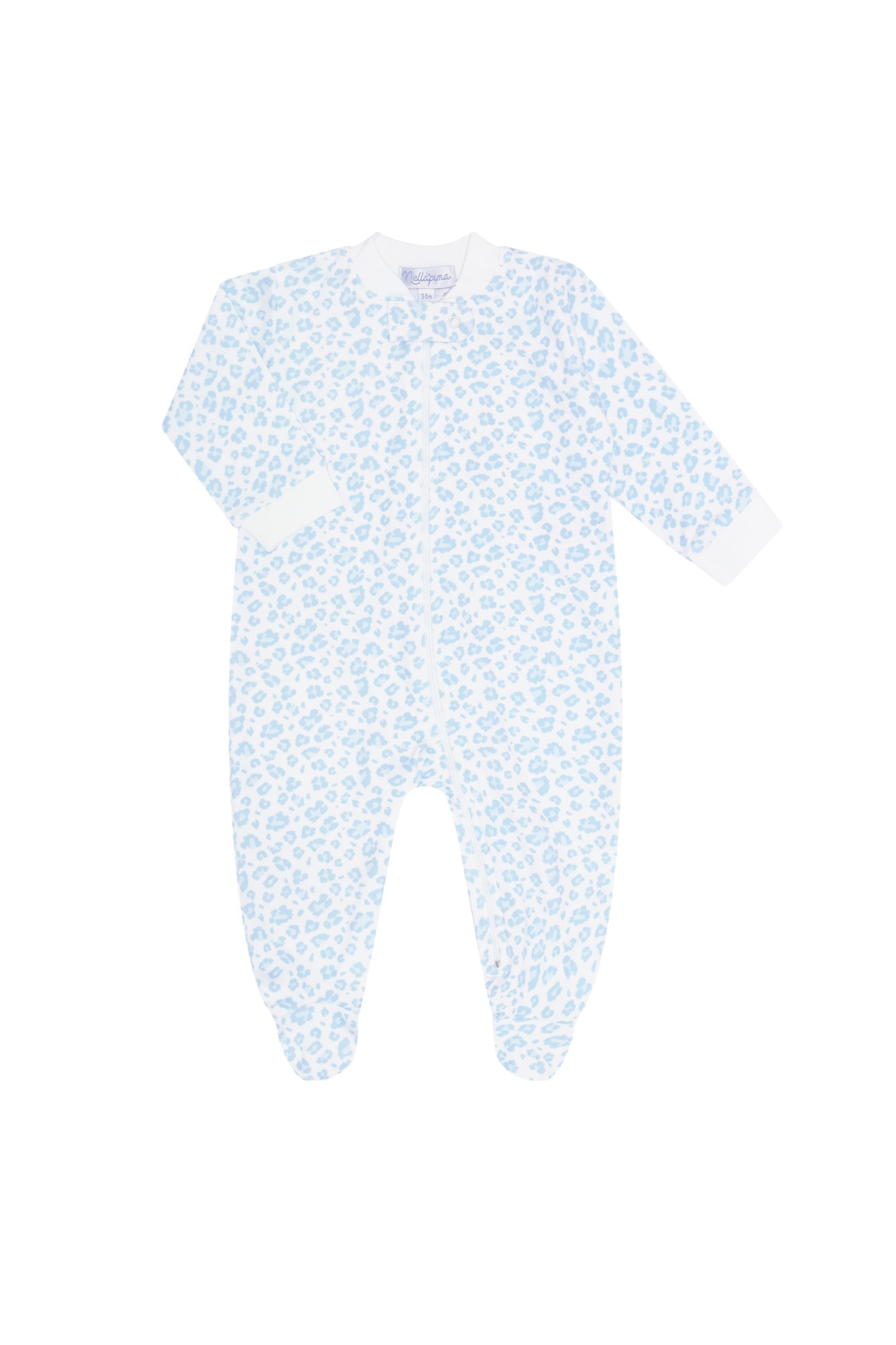Blue Cheetah Print Zipper Footie Blue