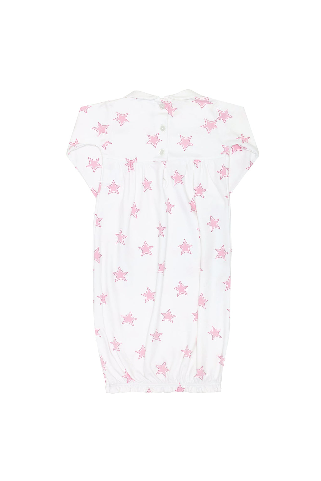 Pink Stars Print Smocked Gown